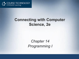 Chapter 14: Programming I