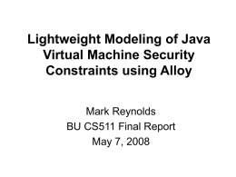 Lightweight Modeling of the Java Virtual Machine`s Security