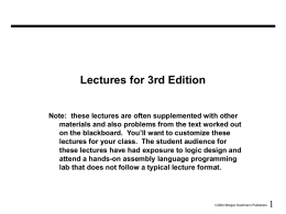 Lectures for 2nd Edition