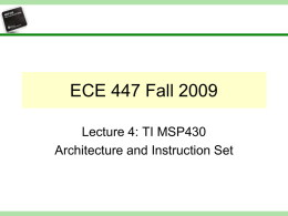 MSP430 Architecture and Instructions