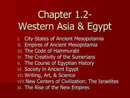 Chapter 1.2- Western Asia & Egypt