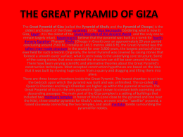 THE GREAT PYRAMID OF GIZA