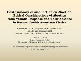 Contemporary Jewish Fiction on Abortion