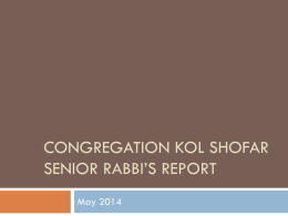 Congregation Kol Shofar Treasurer’s Report