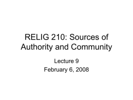 RELIG 210: Sources of Authority