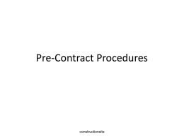 Pre-Contract Procedures