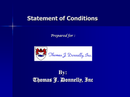 Statement of Conditions - Thomas J. Donnelly Inc