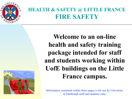 HEALTH & SAFETY @ LITTLE FRANCE FIRE SAFETY