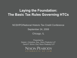 National Historic Tax Credit Conference: Laying the Foundation