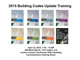 April 25, 2016 – Code Update Training, Fort Collins