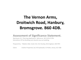The Vernon Arms, Droitwich Road, Hanbury, Bromsgrove. B60 4DB.