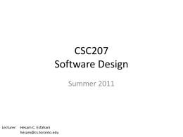 CSC207 Software Design - Department of Computer Science