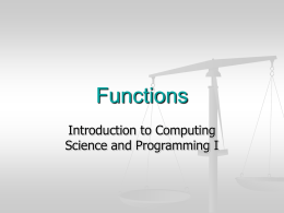 Functions - Computing Science