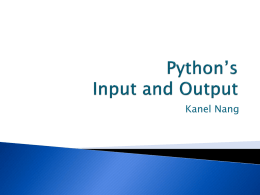 Python`s Input and Output