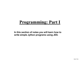 Programming Part I: The basics