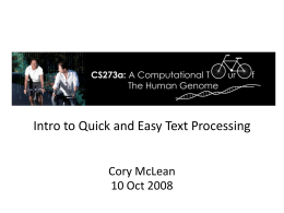 Introduction to Text Processing - CS273a
