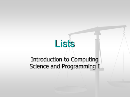 Lists - Computing Science