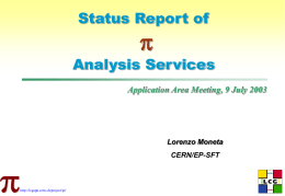 Analysis Services status report - LCG Applications Area