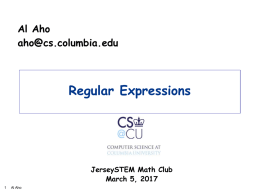 Regular Expressions, JerseySTEM Math Club, March 5, 2017