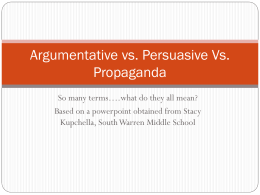 Argumentative vs. Persuasive Vs. Propaganda