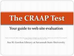 The CRAAP test - Asa H. Gordon Library