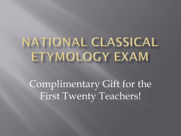 National Classical Etymology Exam