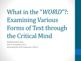What in the “WORlD”?: Examining Various Forms of Text