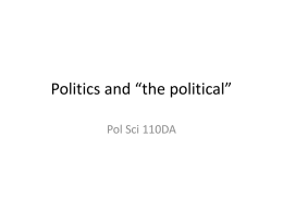 Politics and “the political” - Division of Social Sciences