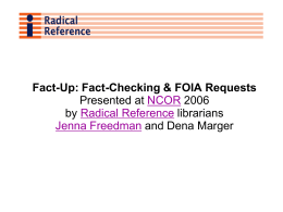 Fact-Up: Fact-Checking & FOIA Requests Presented at NCOR