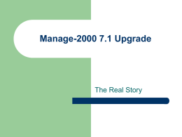 Manage-2000 7.1 Upgrade
