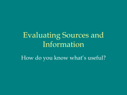 Evaluating Sources and Information