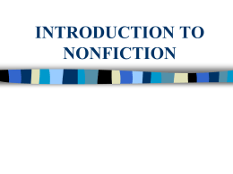 introduction to nonfiction what is nonfiction?