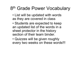 8th Grade Power Vocabulary