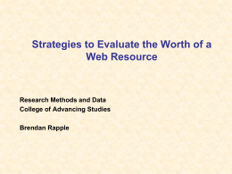 Strategies to Evaluate the Worth of a Resource