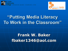 “Putting Media Literacy To Work in the Classroom”