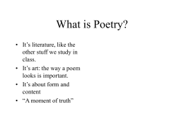 What is Poetry? - NHS-English-Grade-11