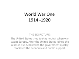 World War 1 - Ms. Power`s US History