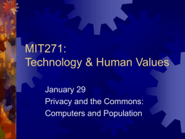 MIT271: Technology & Human Values