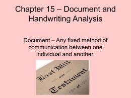 Chapter 16 – Document and Handwriting Analysis