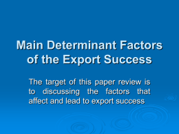 determinant factors of the export success (Hamwi) (PP)