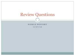 WWI Unit Test Review Questions