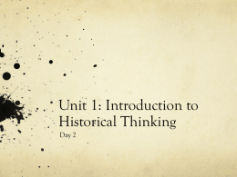 Unit 1: Introduction to Historical Thinking