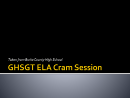 GHSGT ELA Cram Session