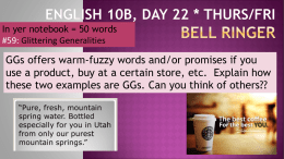 English 10b, Day 22 * Thurs/Fri Bell Ringer