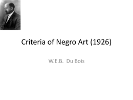 The Criteria for Negro Art (1926)
