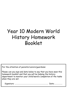Year 10 Modern World History Homework Booklet cold warx