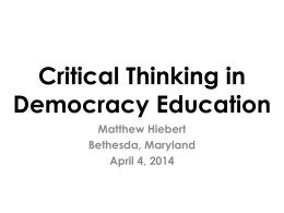 Critical Thinking in Democracy Educationx