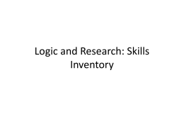 Logic and Research: Skills Inventory