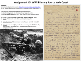 Notebook Assignment #6: WWI Primary Source Web Quest