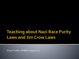 Teaching about Nazi Race Purity Laws and Jim